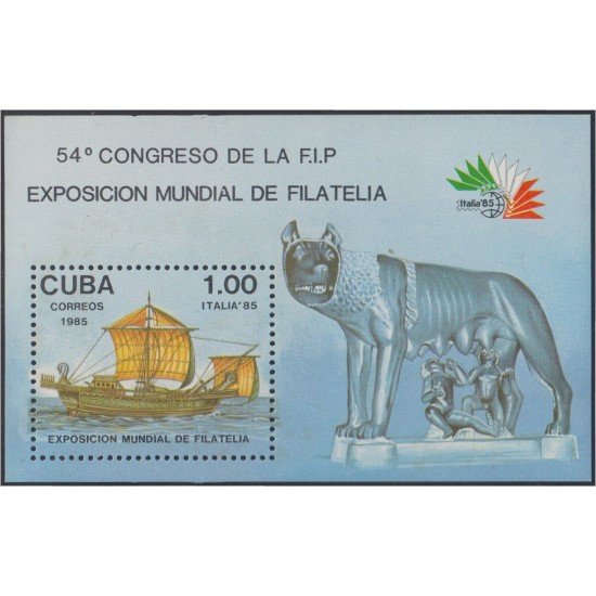 Cuba HB 90 1985 Exposición Filatélica Mundial Italia 85 Barco MNH Cuba HB 90 1985 Exposición Filatélica Mundial Italia 85 Barco MNH