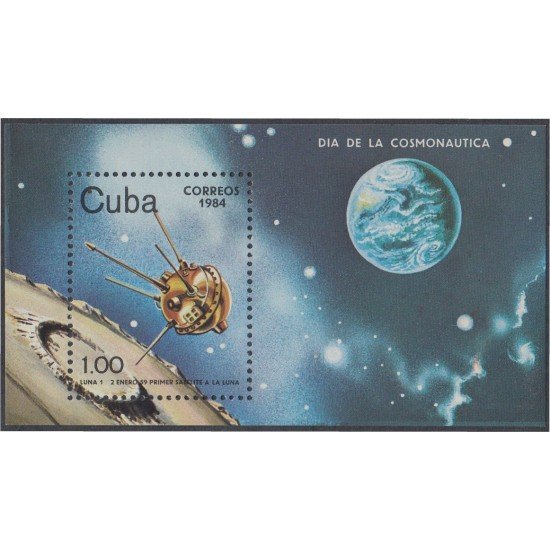 Cuba HB 80 1984 Día de la cosmonautica Satélite MNH Cuba HB 80 1984 Día de la cosmonautica Satélite MNH