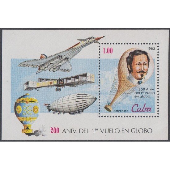 Cuba HB 75 1983 200 Aniversario del primer vuelo en Globo MNH Cuba HB 75 1983 200 Aniversario del primer vuelo en Globo MNH