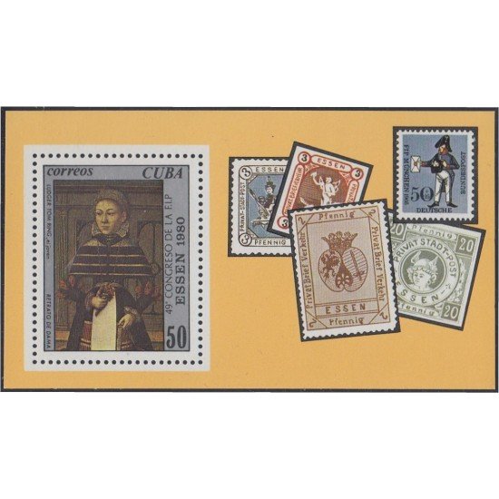 Cuba HB 63 1980 Retrato de dama Essen 80 MNH Cuba HB 63 1980 Retrato de dama Essen 80 MNH
