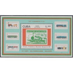 Cuba HB 114 1989 101 Aniversario del ferrocarril Búlgaro MNH Cuba HB 114 1989 101 Aniversario del ferrocarril Búlgaro MNH