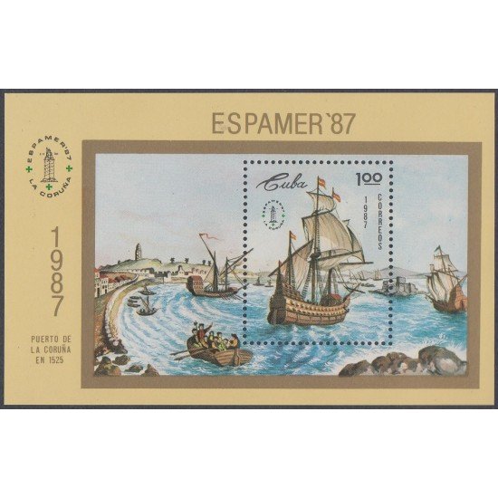 Cuba HB 100 1987 Espamer 87 La Coruña usados Cuba HB 100 1987 Espamer 87 La Coruña usados
