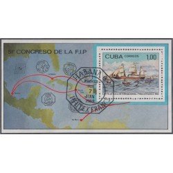 Cuba HB 71 1982 Exposición Filatélica Internacional Philexfrance 82 Barco Boat usados Cuba HB 71 1982 Exposición Filatélica Internacional Philexfrance 82 Barco Boat usados