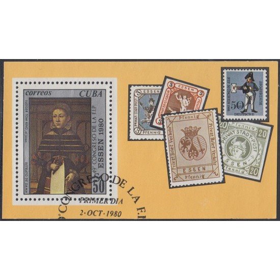 Cuba HB 63 1980 Retrato de dama Essen 80 usados Cuba HB 63 1980 Retrato de dama Essen 80 usados