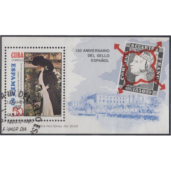 Cuba HB 62 1980 130 Aniversario del sello Español Espamer 80 usados Cuba HB 62 1980 130 Aniversario del sello Español Espamer 80 usados