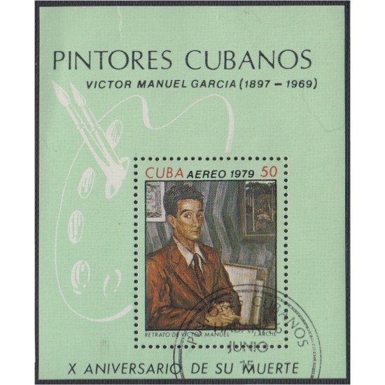 Cuba HB 59 1979 Pintores cubanos Víctor Manuel usados Cuba HB 59 1979 Pintores cubanos Víctor Manuel usados