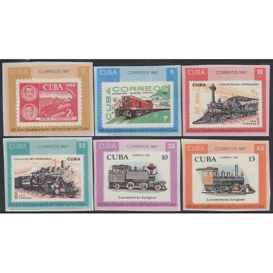 Cuba SH 101 150 Aniversario del ferrocarril cubano Dentado figurado MNH Cuba SH 101 150 Aniversario del ferrocarril cubano Dentado figurado MNH