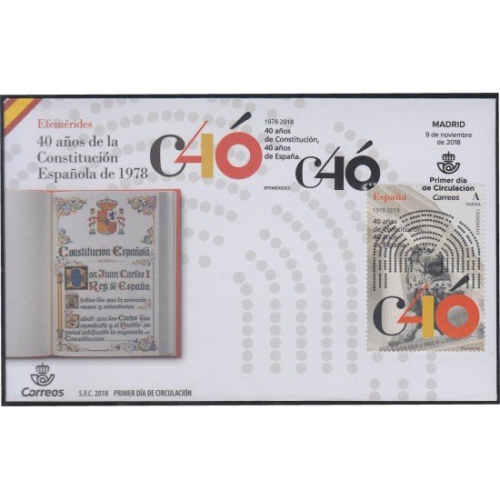 España Spain 5270 2018 40 Años de Constitución en España SPD Sobre Primer Día España Spain 5270 2018 40 Años de Constitución en España SPD Sobre Primer Día