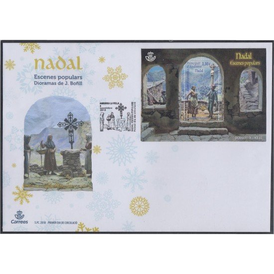 Andorra Española 477 2018 Navidad Christmas SPD Sobre Primer día Andorra Española 477 2018 Navidad Christmas SPD Sobre Primer día