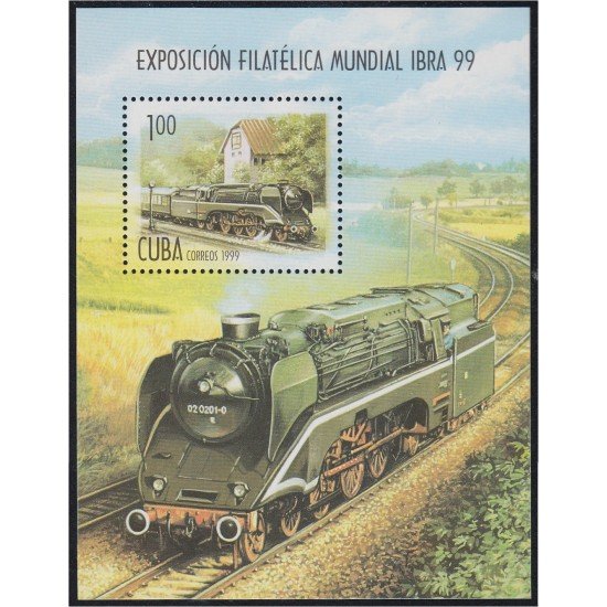 Cuba HB 155 1999 Ibra 99 Tren Train Exposición Filatélica Mundial MNH Cuba HB 155 1999 Ibra 99 Tren Train Exposición Filatélica Mundial MNH