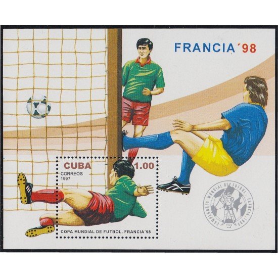 Cuba HB 150 1997 Copa del Mundo de Fútbol 1998 Francia MNH