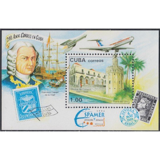 Cuba HB 145 1996 24 Aniversario del correo en Cuba MNH