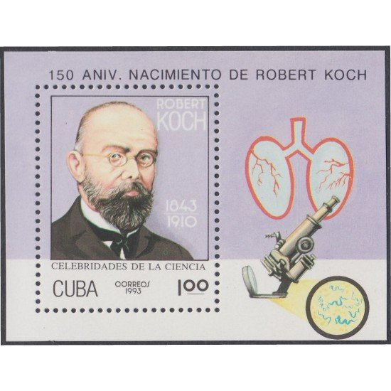 Cuba HB 135 1993 150 Aniversario del nacimiento de Robert Koch MNH Cuba HB 135 1993 150 Aniversario del nacimiento de Robert Koch MNH