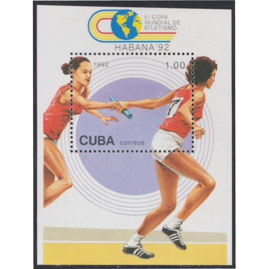 Cuba HB 132 1992 VI Copa Mundial de Atletismo MNH Cuba HB 132 1992 VI Copa Mundial de Atletismo MNH