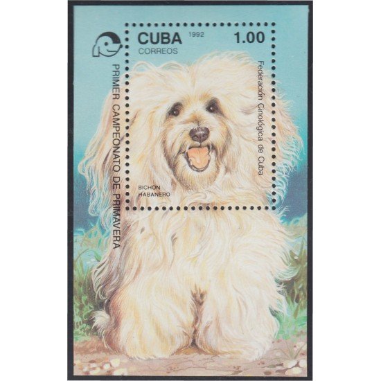 Cuba HB 129 1992 Perro Bichón Habanero Dog MNH Cuba HB 129 1992 Perro Bichón Habanero Dog MNH
