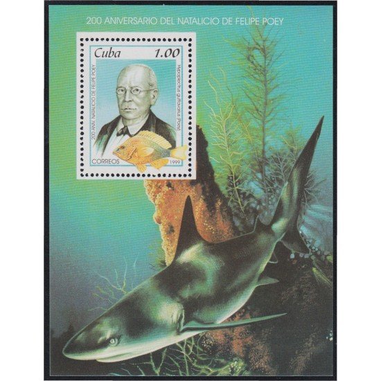 Cuba HB 157 1999 Felipe Poey Tiburón MNH Cuba HB 157 1999 Felipe Poey Tiburón MNH