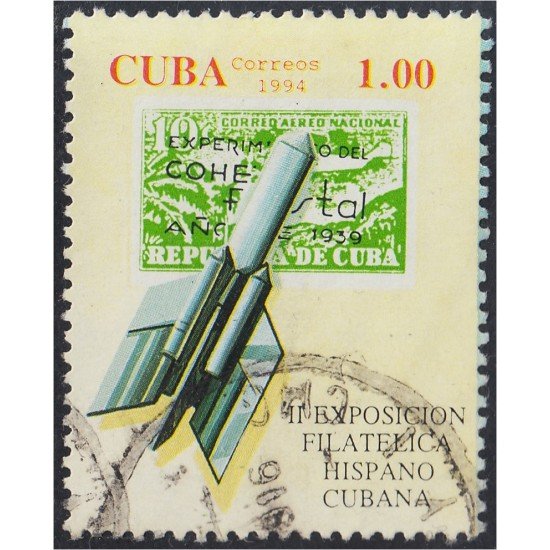 Cuba SH 139 1994 55 Aniversario del 1er experimento de cohete postal cubano usados Cuba SH 139 1994 55 Aniversario del 1er experimento de cohete postal cubano usados
