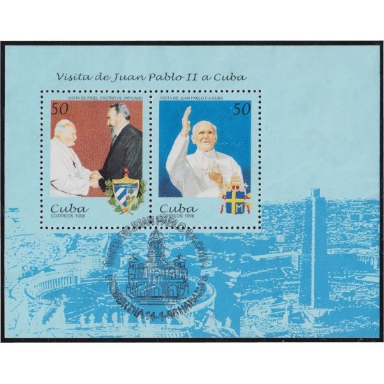 Cuba HB 151 1998 Visita Juan Pablo II A Cuba usados Cuba HB 151 1998 Visita Juan Pablo II A Cuba usados