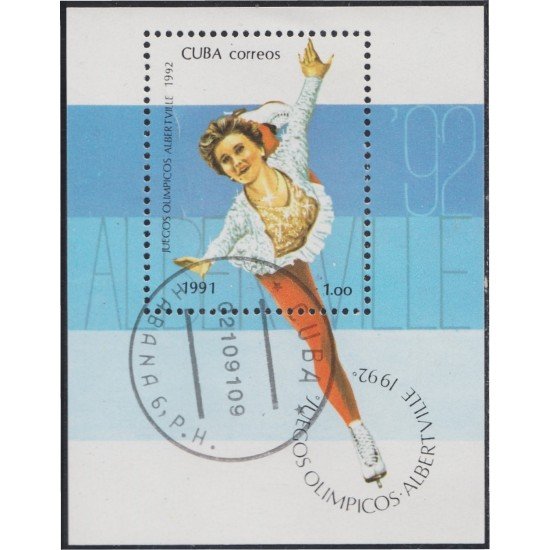 Cuba HB 126 1991 Juegos Olímpicos Albertville 1992 usados Cuba HB 126 1991 Juegos Olímpicos Albertville 1992 usados
