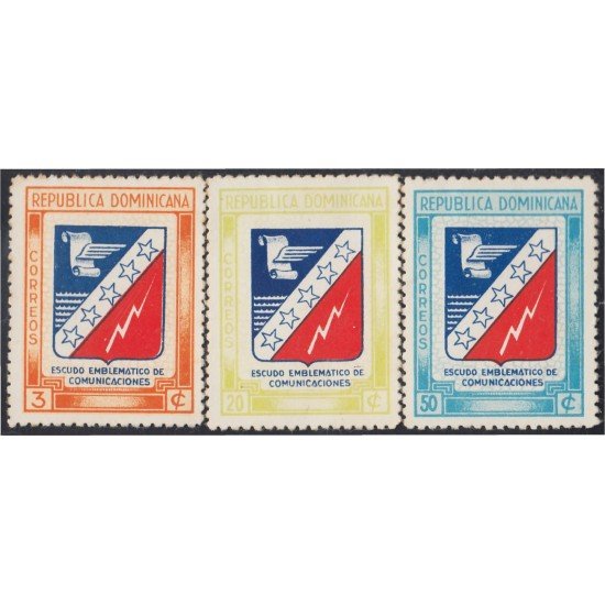 Rep. Dominicana 390/92 1945 Escudo emblemático de Comunicaciones MH Rep. Dominicana 390/92 1945 Escudo emblemático de Comunicaciones MH