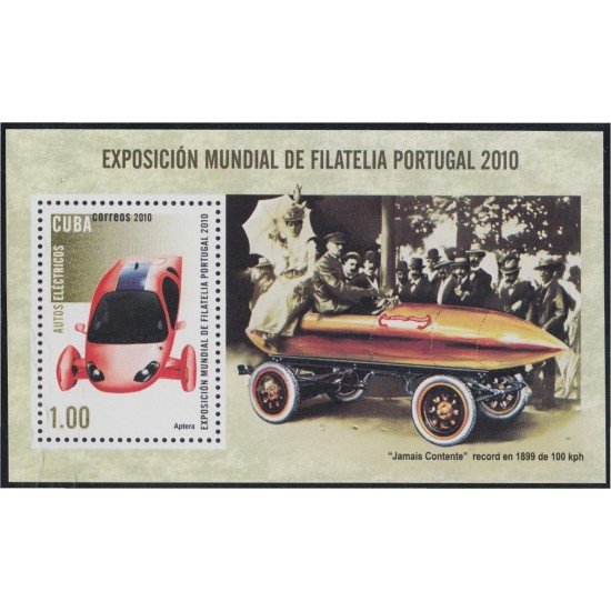 Cuba HB 275 2010 Exposición Mundial en Portugal Autos eléctricos MNH Cuba HB 275 2010 Exposición Mundial en Portugal Autos eléctricos MNH