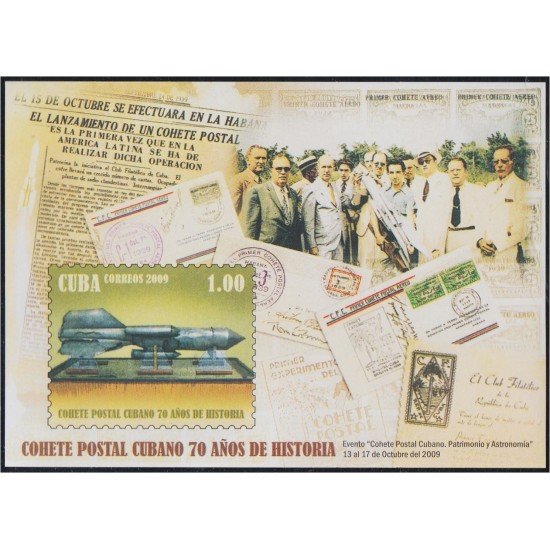 Cuba HB 261 2009 Cohete Postal Cubano 70 Años de su historia MNH Cuba HB 261 2009 Cohete Postal Cubano 70 Años de su historia MNH