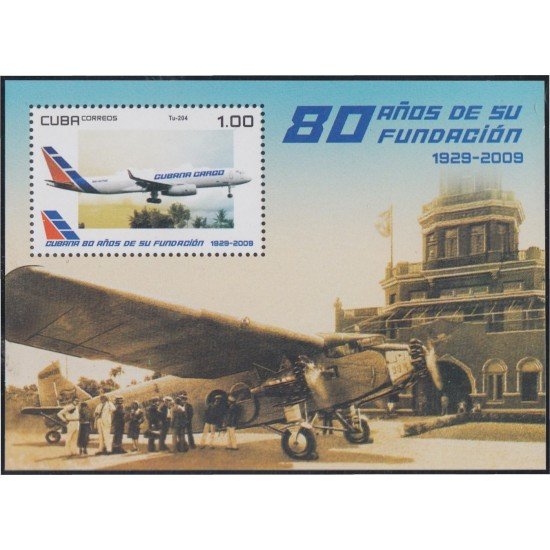 Cuba HB 259 2009 Cubana de aviación 80 años de su fundación MNH Cuba HB 259 2009 Cubana de aviación 80 años de su fundación MNH