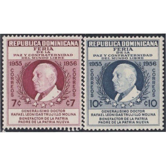 Rep. Dominicana 439/40 1955 Generalísimo Dr. Rafael Leonidas Trujillo Molina Sin Goma Rep. Dominicana 439/40 1955 Generalísimo Dr. Rafael Leonidas Trujillo Molina Sin Goma