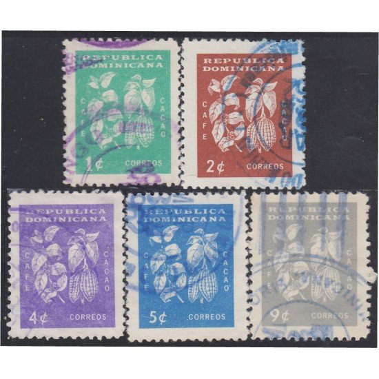 Rep. Dominicana 556A//60 1962 Serie Antigua Café y Cacao usados Rep. Dominicana 556A//60 1962 Serie Antigua Café y Cacao usados