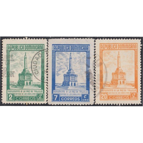 Rep. Dominicana 431/33 1954 Monumento a La Paz de Trujillo usados Rep. Dominicana 431/33 1954 Monumento a La Paz de Trujillo usados
