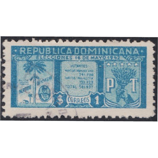 Rep. Dominicana 370 1942 Emblema de Partido Político usados Rep. Dominicana 370 1942 Emblema de Partido Político usados