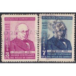 Rep. Dominicana 334/35 1940 1er Centenario del sello Rowland Hill usados Rep. Dominicana 334/35 1940 1er Centenario del sello Rowland Hill usados