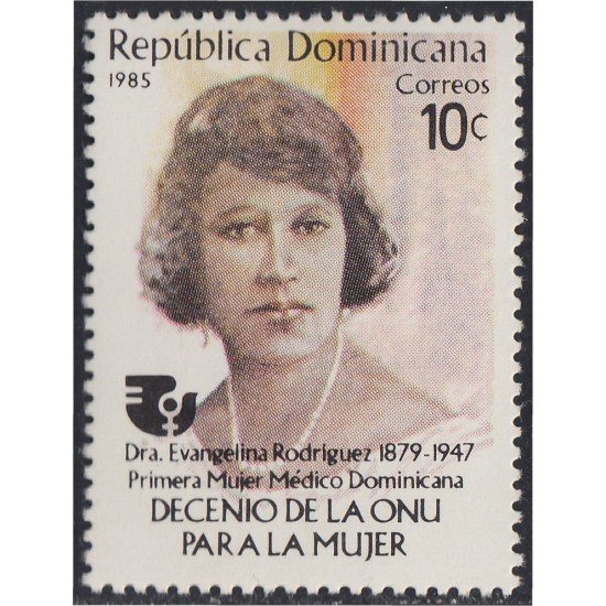 Rep. Dominicana 972 1985 Dra Evangelina Rodríguez primera mujer médico dominicana MNH Rep. Dominicana 972 1985 Dra Evangelina Rodríguez primera mujer médico dominicana MNH