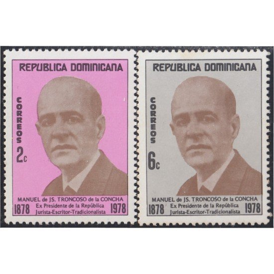 Rep. Dominicana 821/22 1978 Manuel de JS. Troncoso de la Concha MNH Rep. Dominicana 821/22 1978 Manuel de JS. Troncoso de la Concha MNH