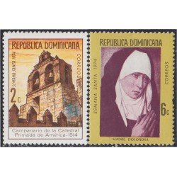 Rep. Dominicana 746/47 1974 Campanario de la Catedral Primaria de América Madre Dolorosa Semana Santa MNH