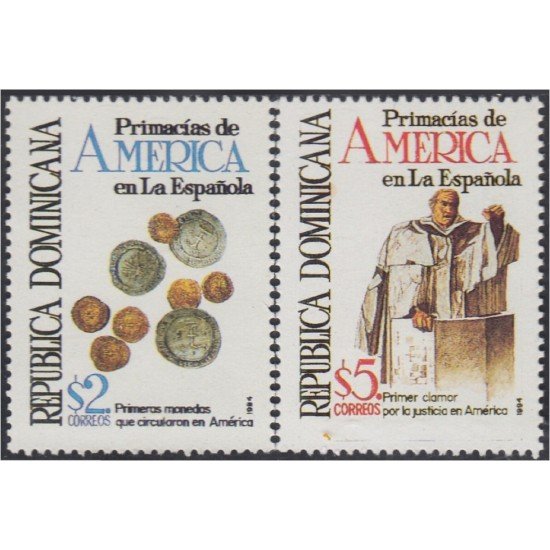 Rep. Dominicana 1163/64 1994 Primacías de América en la Española Monedas MNH Rep. Dominicana 1163/64 1994 Primacías de América en la Española Monedas MNH