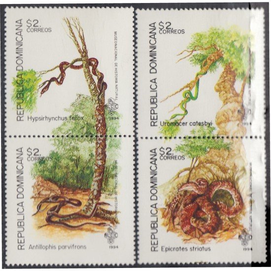 Rep. Dominicana 1159/62 1994 Fauna Serpientes MNH Rep. Dominicana 1159/62 1994 Fauna Serpientes MNH