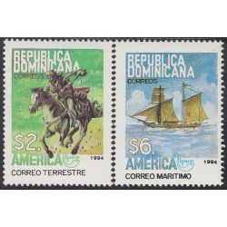 Rep. Dominicana 1157/58 1994 América Upaep Correo terrestre y marítimo Barco Caballo Boat Horse MNH Rep. Dominicana 1157/58 1994 América Upaep Correo terrestre y marítimo Barco Caballo Boat Horse MNH