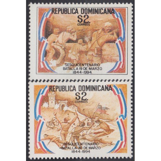Rep. Dominicana 1142/43 1994 150 Años de las Batallas del 19 y 30 del marzo de 1844 MNH Rep. Dominicana 1142/43 1994 150 Años de las Batallas del 19 y 30 del marzo de 1844 MNH