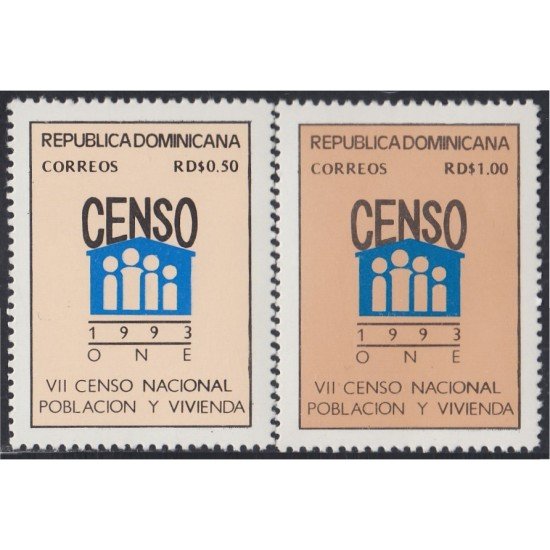 Rep. Dominicana 1111/12 1993 VII Censo Nacional población y vivienda MNH Rep. Dominicana 1111/12 1993 VII Censo Nacional población y vivienda MNH