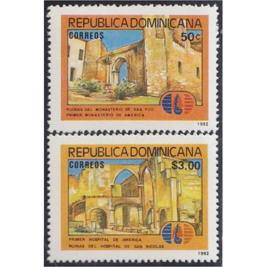 Rep. Dominicana 1092/93 1992 Ruinas del Monasterio de San Francisco y Hospital de San Nicolás MNH Rep. Dominicana 1092/93 1992 Ruinas del Monasterio de San Francisco y Hospital de San Nicolás MNH