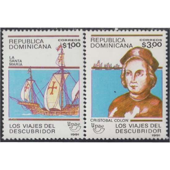 Rep. Dominicana 1088AB 1991 América Upae Cristobal Colón y La Santa María MNH Rep. Dominicana 1088AB 1991 América Upae Cristobal Colón y La Santa María MNH