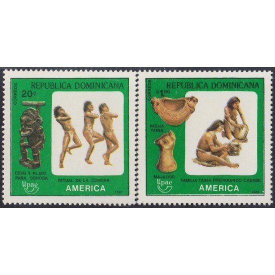 Rep. Dominicana 1061/62 1989 América Upae Taínos Vasija Ritual Casabe MNH Rep. Dominicana 1061/62 1989 América Upae Taínos Vasija Ritual Casabe MNH