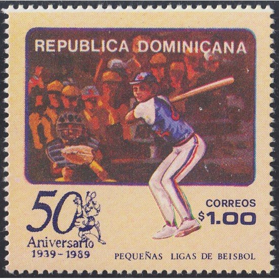 Rep. Dominicana 1059 1989 50 Aniversario de pequeñas ligas de Béisbol MNH Rep. Dominicana 1059 1989 50 Aniversario de pequeñas ligas de Béisbol MNH