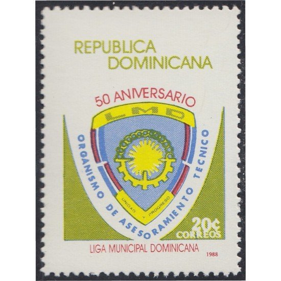 Rep. Dominicana 1052 1988 50 Aniversario de Organismo y Asesoramiento Técnico MNH Rep. Dominicana 1052 1988 50 Aniversario de Organismo y Asesoramiento Técnico MNH