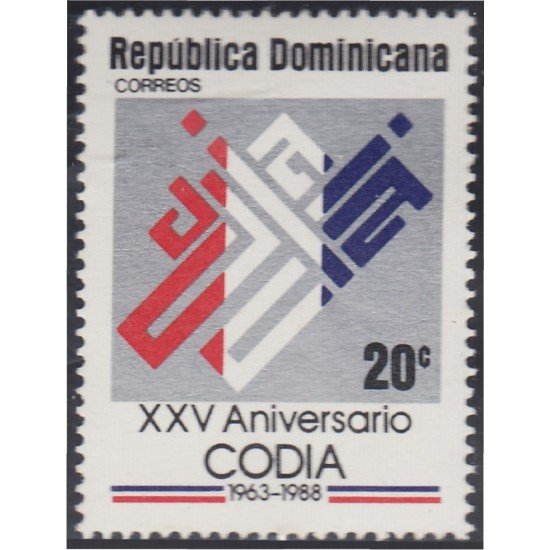 Rep. Dominicana 1039 1988 XXV Aniversario Codia MNH Rep. Dominicana 1039 1988 XXV Aniversario Codia MNH