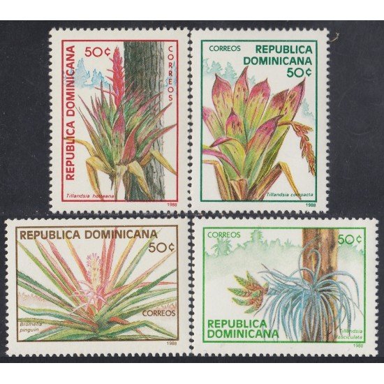 Rep. Dominicana 1031/34 1988 Planta Tillandsia MNH Rep. Dominicana 1031/34 1988 Planta Tillandsia MNH