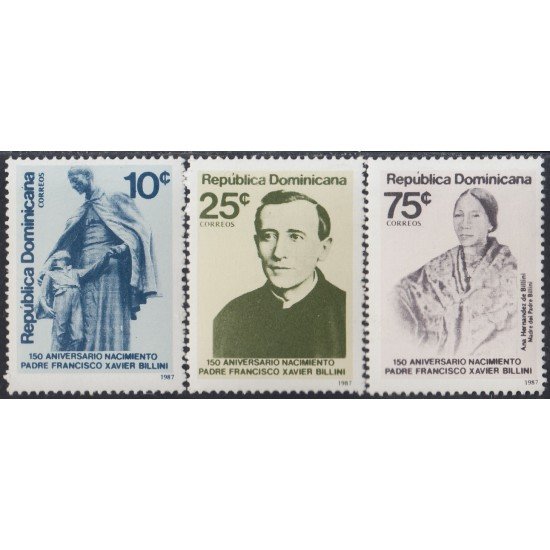 Rep. Dominicana 1027/29 1987 150 Aniversario nacimiento Padre Francisco Xavier Billini MNH Rep. Dominicana 1027/29 1987 150 Aniversario nacimiento Padre Francisco Xavier Billini MNH