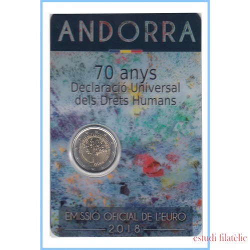 Andorra 2018 Cartera Oficial Coin Card Moneda 2 € conm Derechos Humanos 