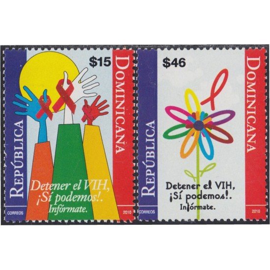 Rep. Dominicana 1622/23 2010 Campaña contra el VIH MNH Rep. Dominicana 1622/23 2010 Campaña contra el VIH MNH
